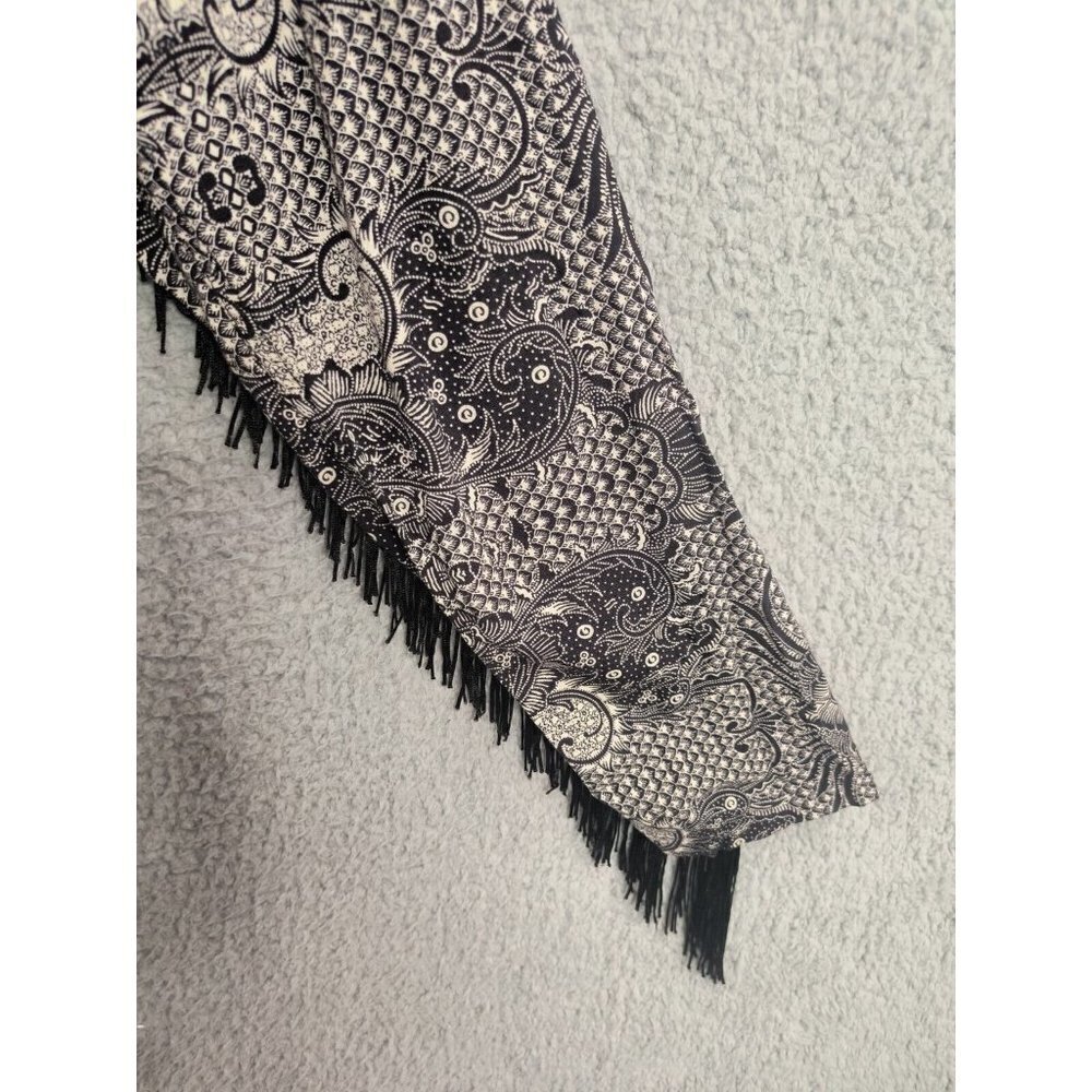 Asos Paisley Print Fringe Shirt Top Tunic Regular Fit Long Sleeve Women's Medium - Picture 4 of 12